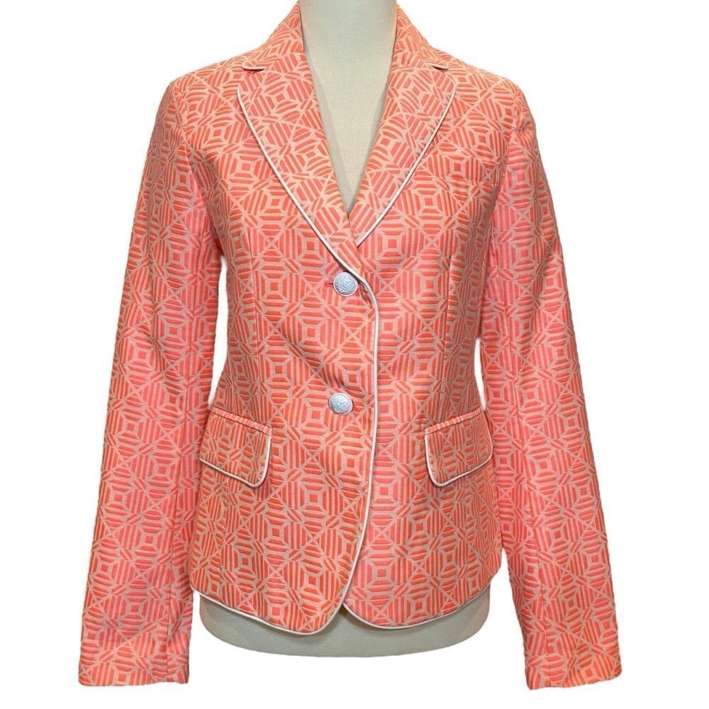 GAP Jacquard Academy Blazer Tailored Fit Neon Pink - Women's 0